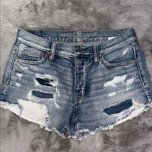 American Eagle Outfitters Blue Distressed Jean Shorts
